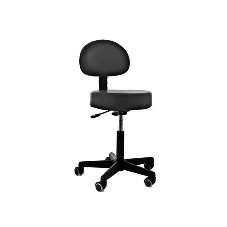 Tabouret revêtu avec dossier – Élévation à gaz – 5 roulettes