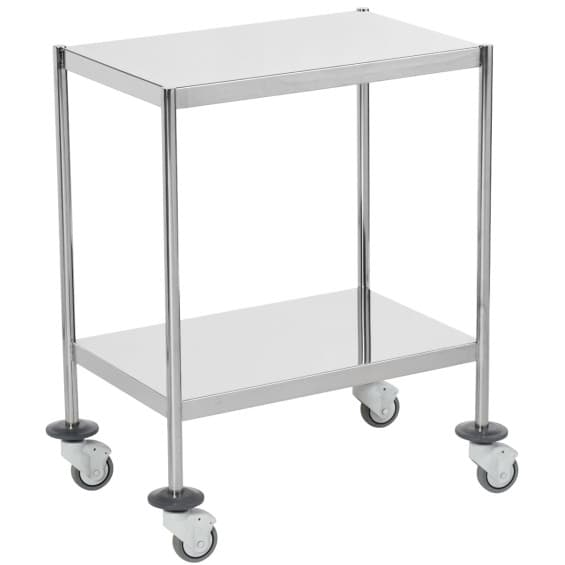Guéridon médical inox 2 plateaux bords tombés (Tourinox)