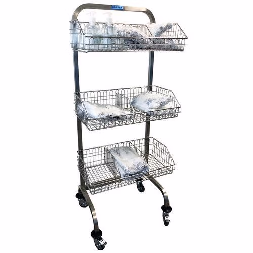 Chariot médical inox avec paniers, avec séparateur (Hupfer)
