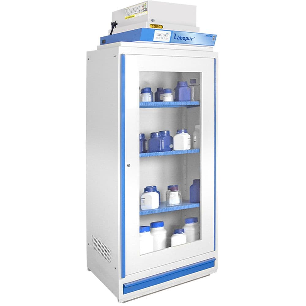 Armoire ventilée et filtrée à portes vitrées pour produits corrosifs 120 à 280 flacons de 1 l – Trionyx