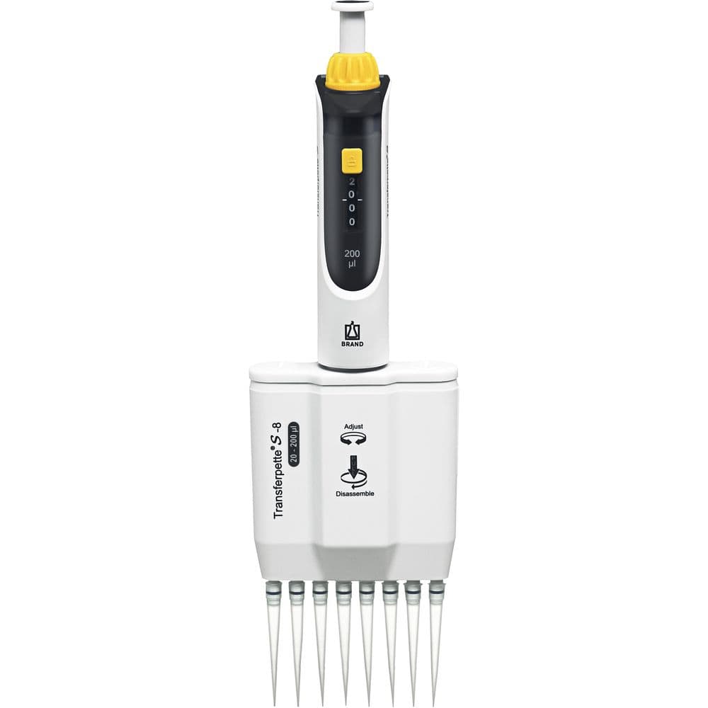 Micropipette multicanaux à volume variable Transferpette S 8 et 12 canaux 0,5 à 300 µl – Brand