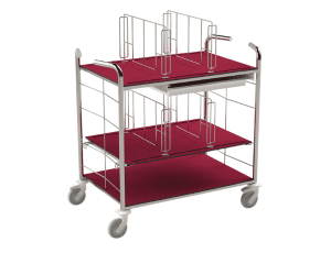 Chariot de change médical – 3 plateaux inox/résine